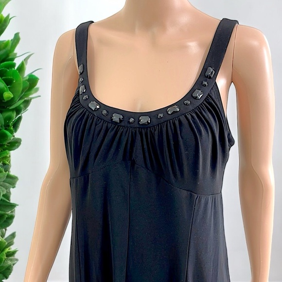 Rena Rowan Black Jewel Neckline Jersey Sleeveless Dress - Picture 7 of 16